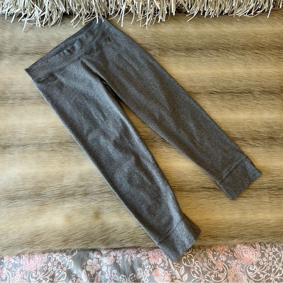 Y2K AMERICAN EAGLE Heather Gray Low Rise Cropped Stretch Pants Leggings Lounge - Picture 1 of 7